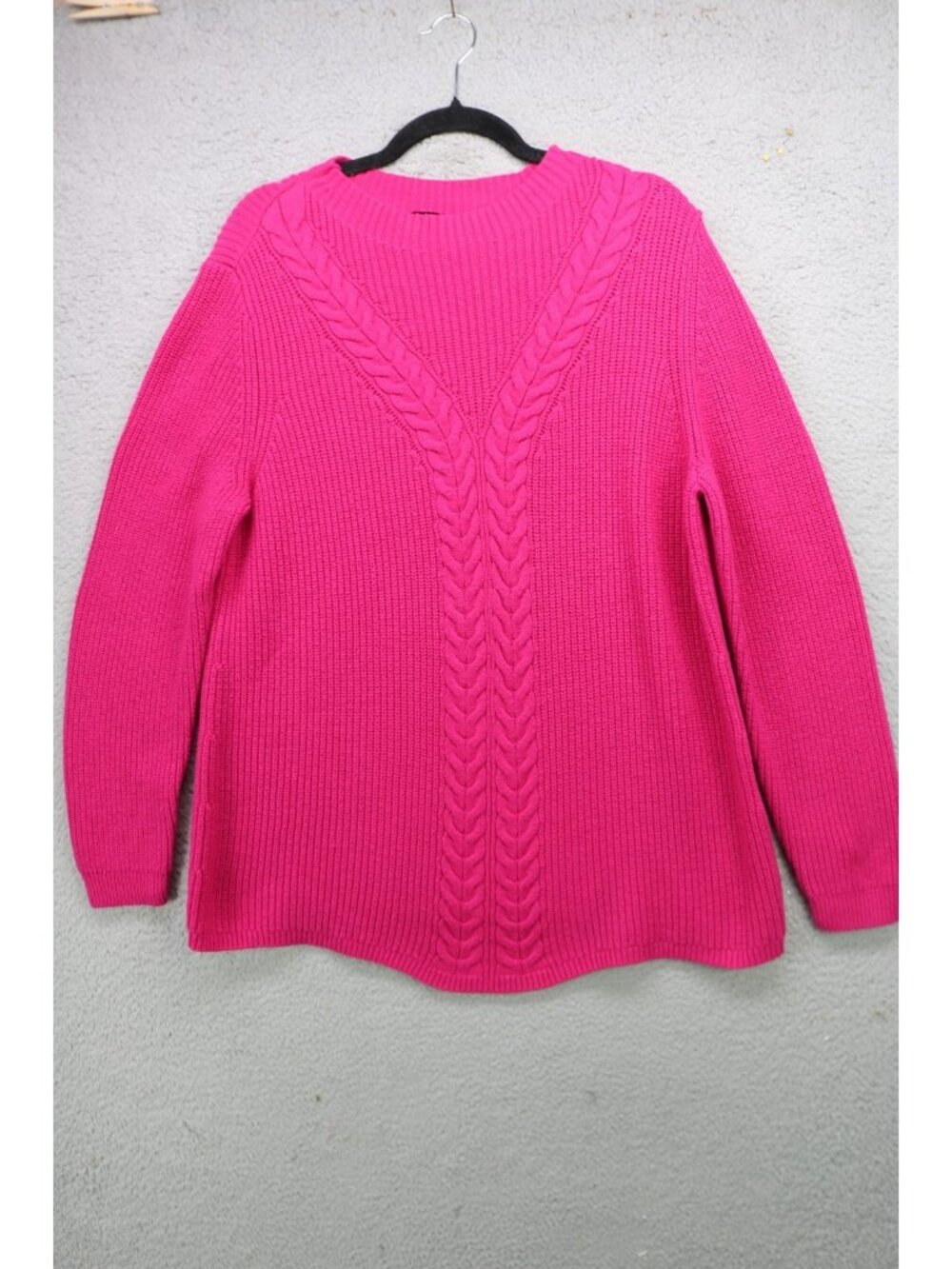 Talbots Pink Cable Knit Lamb's Wool Blend Sweater-XL-Minimalist-Chunky-Soft